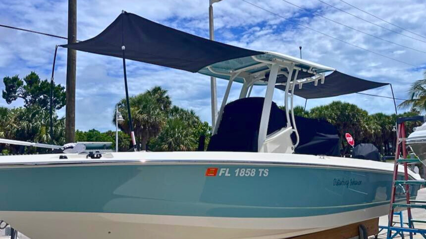 Sunbrella marine fabric for a bimini sun shade